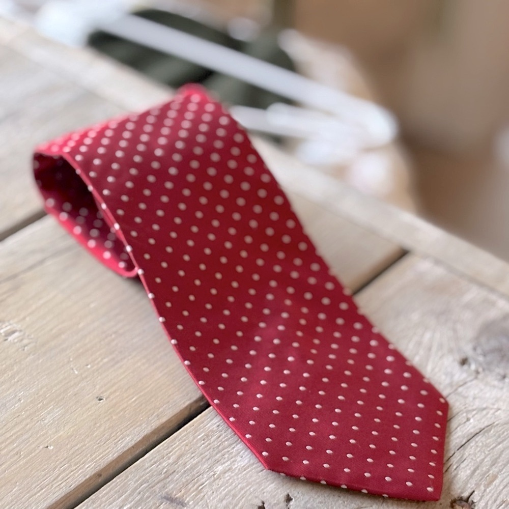 Brooks Brothers Polka Dot Silk Tie. Power | Handmade | Red White | EUC